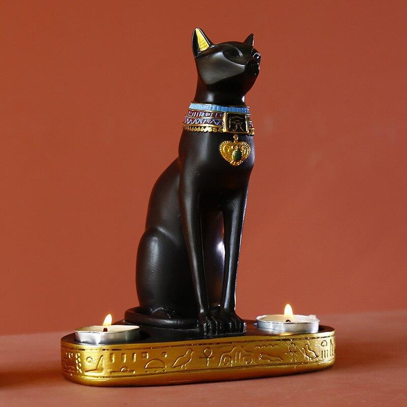 Shop 0 Vintage Resin Egyptian Cats God Sculpture Decoration Classical Bar Living Room Desk TV Cabinet Wedding Gifts Figurines Mademoiselle Home Decor