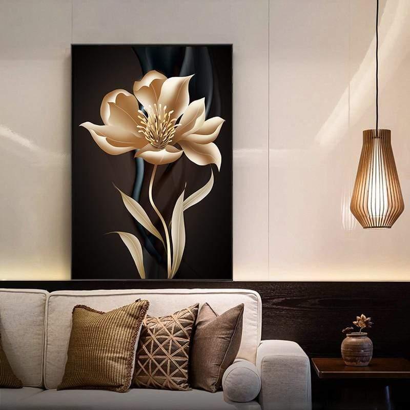 Shop 0 Golden Black Flower Poster Light Luxury Abstract Wall Art Canvas Print Modern Painting Wall Pictures for Living Room Home Decor Mademoiselle Home Decor