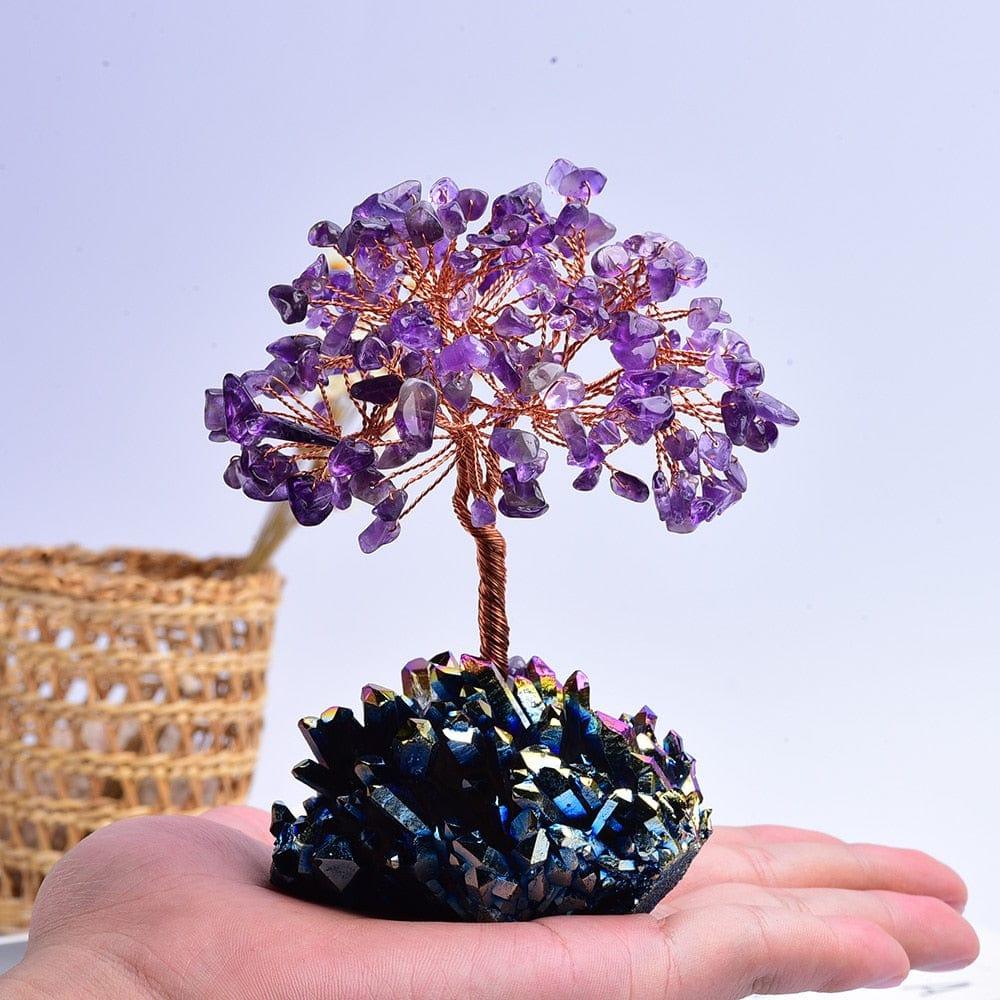 Shop 0 13-14cm 1pc Natural crystal stone Amethyst Quartz Rainbow Crystal Cluster Specimen Lucky tree Healing Christmas decorator Mademoiselle Home Decor