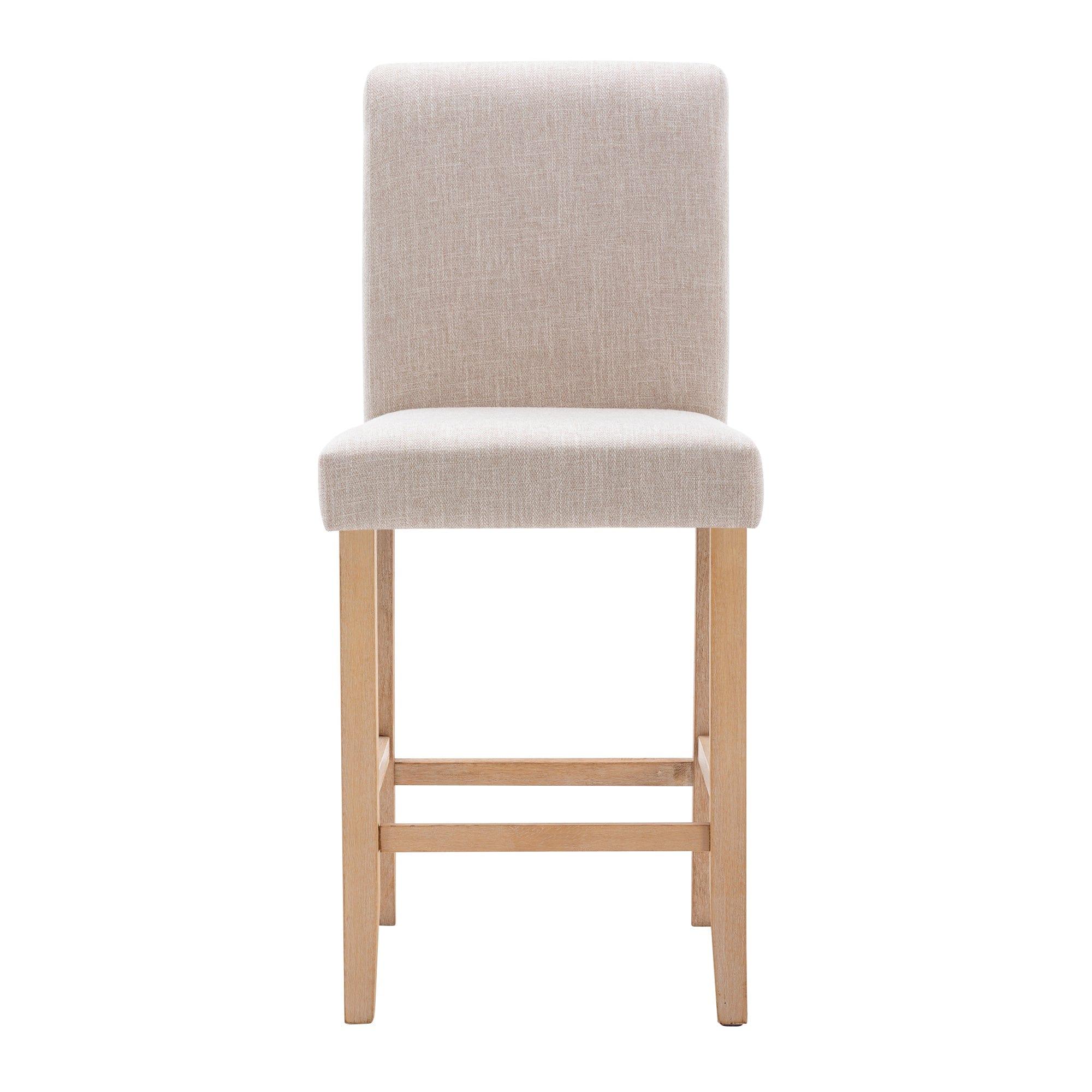 Shop Hengming Set of 2 Bar Stools Soft Cushions with Solid Wood Legs(Beige) Mademoiselle Home Decor