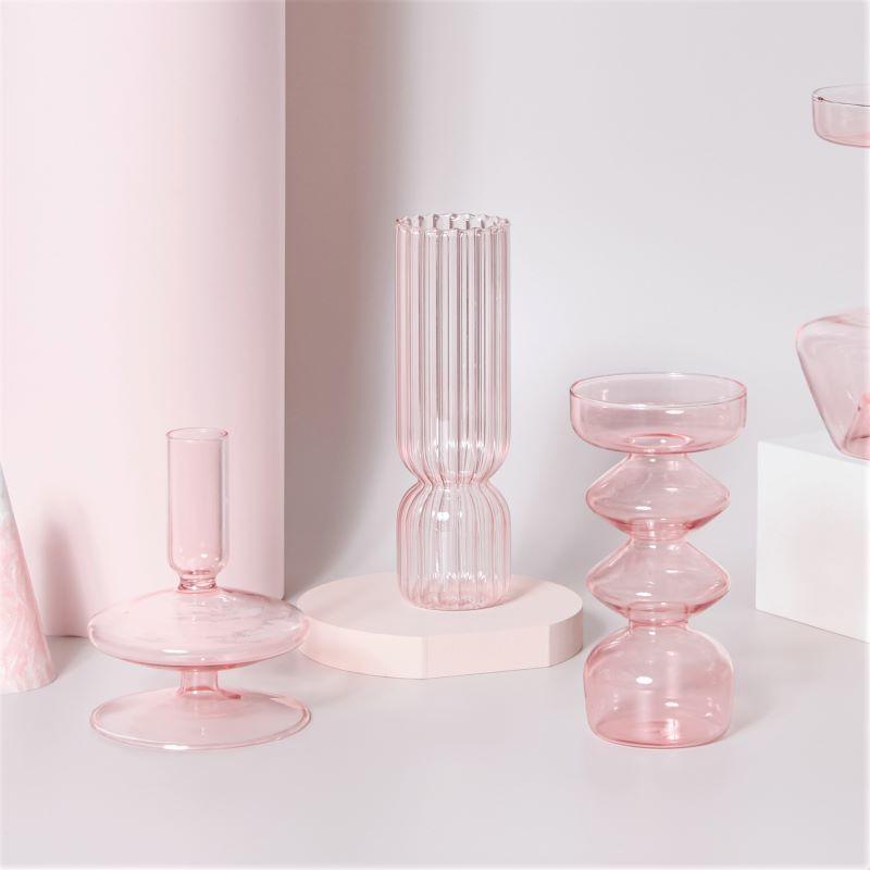 Shop 0 Pink Glass Candle Holder Taper Candlesticks Holder Wedding Table Centerpieces Nordic Home Decoration Mademoiselle Home Decor