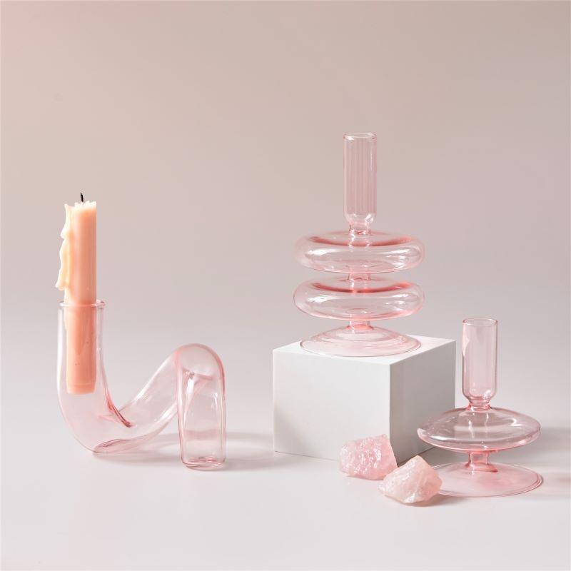 Shop 0 Pink Glass Candle Holder Taper Candlesticks Holder Wedding Table Centerpieces Nordic Home Decoration Mademoiselle Home Decor