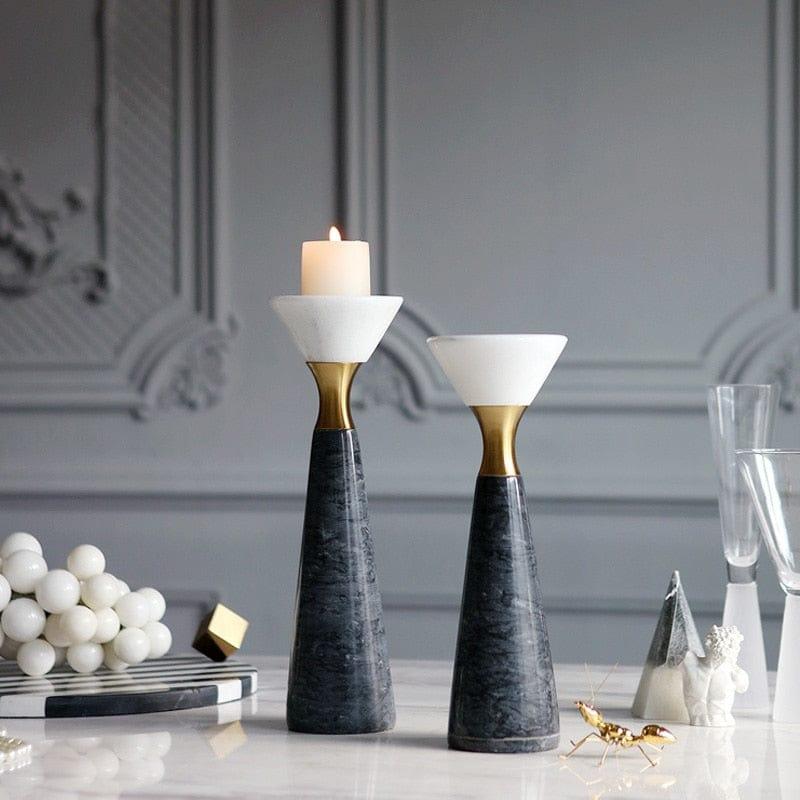 Shop 0 Modern Black White Funnel Shape Marble Candle Holder Living Room Hotel Restaurant Dining Table Decor Household Housewarming Gift Mademoiselle Home Decor