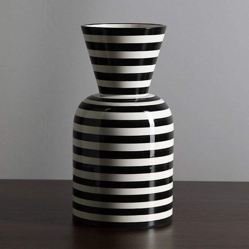 Shop 0 violet Classic Black and White Striped Ceramic Vase Flower Arrangement Container Porcelain Hydroponic Vase Flower Pot Home Decoration Mademoiselle Home Decor