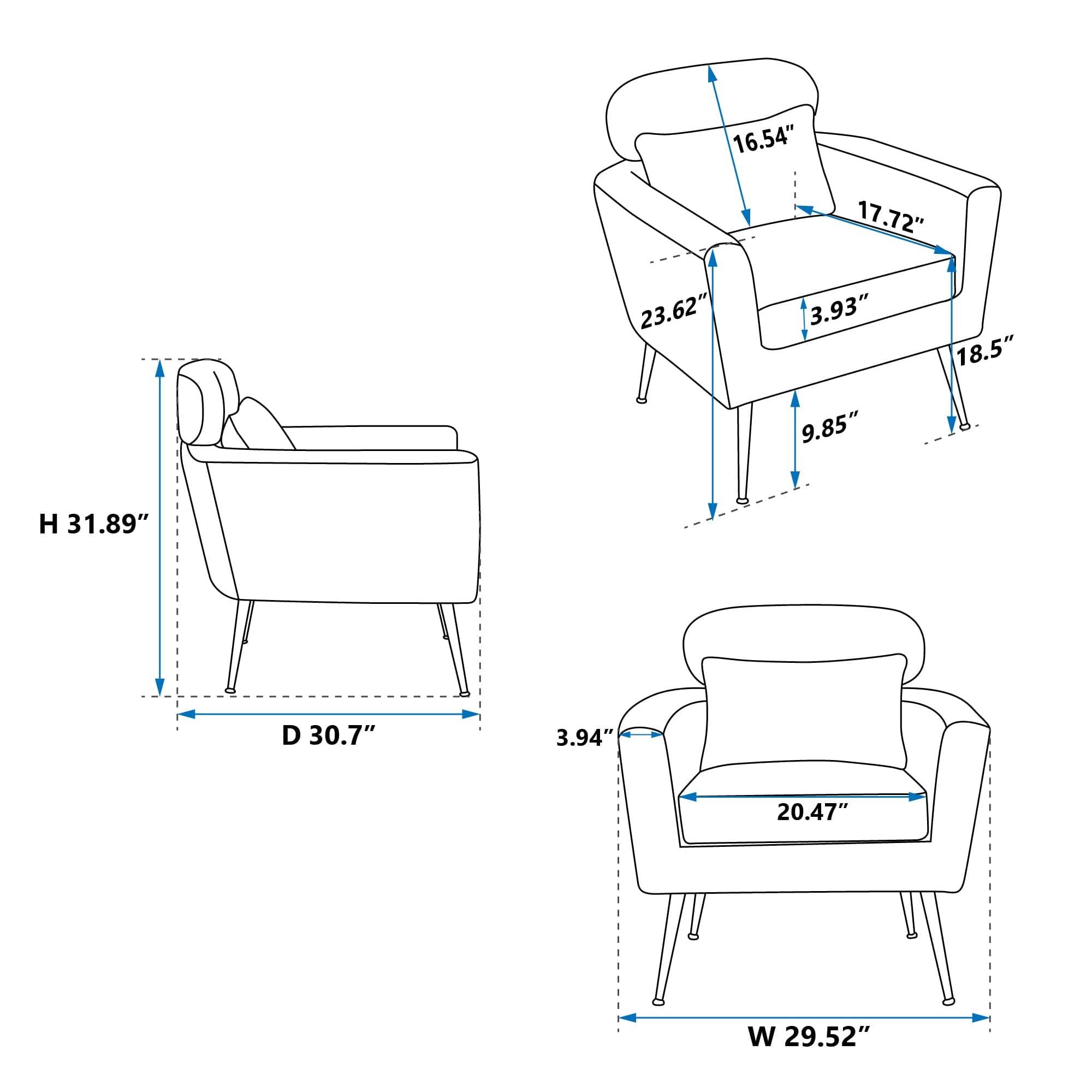 Shop 29.5"W Classical Accent Chair Armchair Upholstered Reading Chair Single Sofa Leisure Club Chair with Black Metal Leg and Throw Pillow for Living Room Bedroom Dorm Room Office,Dark Brown Bronzing Suede Mademoiselle Home Decor