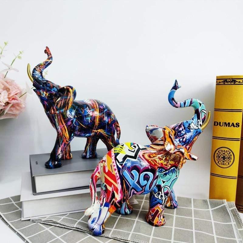 Shop 0 Graffiti Colorful Painting Animal Elephant Sculpture Ornaments Modern Crafts Home Porch Desktop Decor Christmas New Year Gift Mademoiselle Home Decor