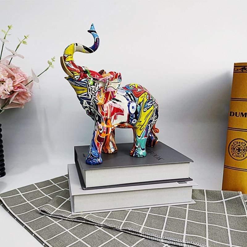 Shop 0 Graffiti Colorful Painting Animal Elephant Sculpture Ornaments Modern Crafts Home Porch Desktop Decor Christmas New Year Gift Mademoiselle Home Decor