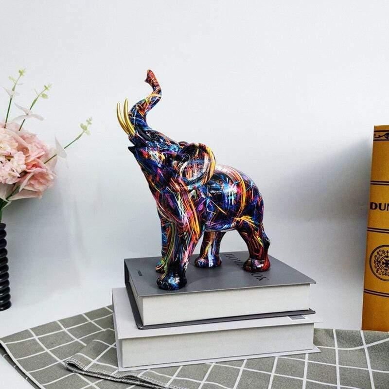 Shop 0 Graffiti Colorful Painting Animal Elephant Sculpture Ornaments Modern Crafts Home Porch Desktop Decor Christmas New Year Gift Mademoiselle Home Decor