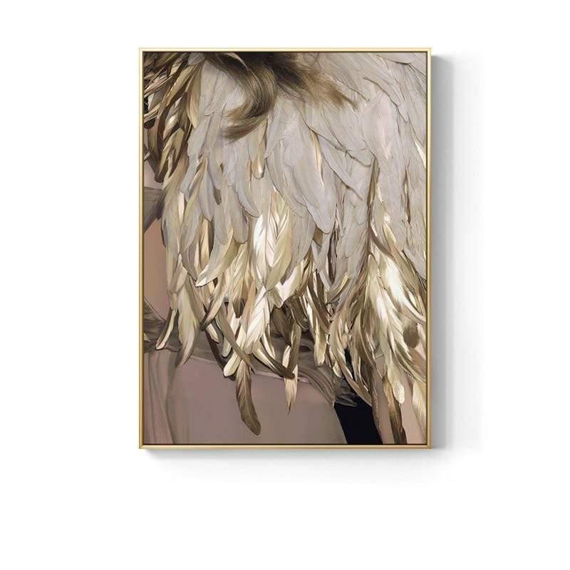Shop 0 10x15cm No Frame / Photo Color1 Nordic Abstract Golden Feather Poster and Print Wing Canvas Pictures Luxury Wall Art Interior Paintings for Home Loft Decoration Mademoiselle Home Decor