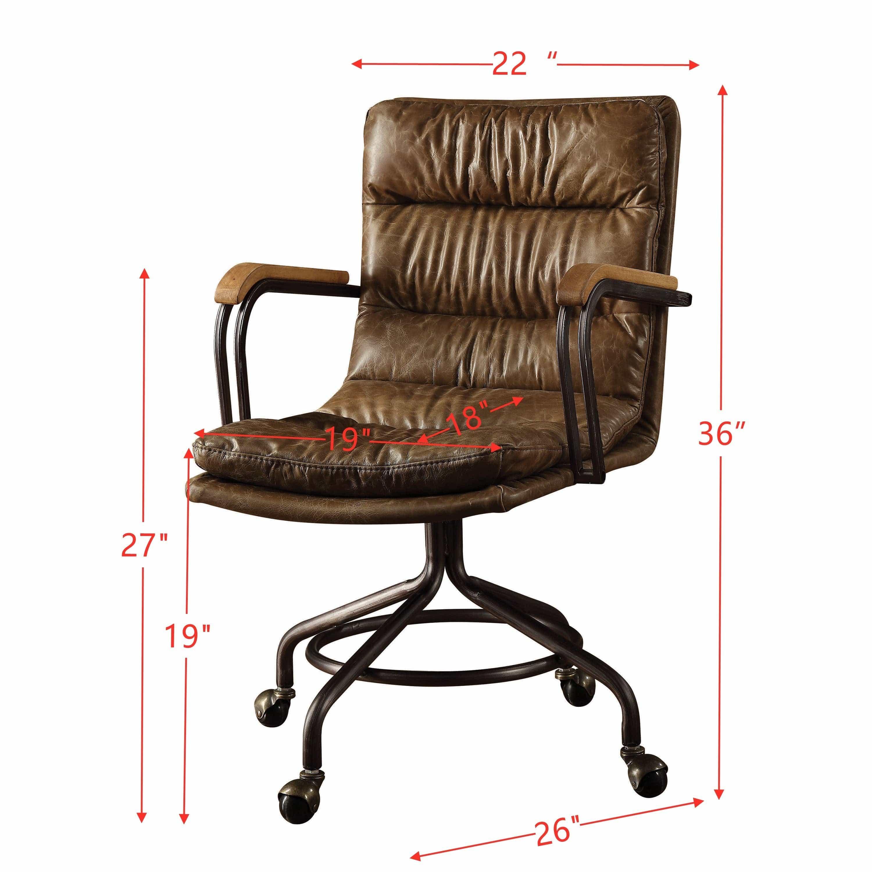Shop ACME Harith Office Chair in Vintage Whiskey Top Grain Leather 92416 Mademoiselle Home Decor