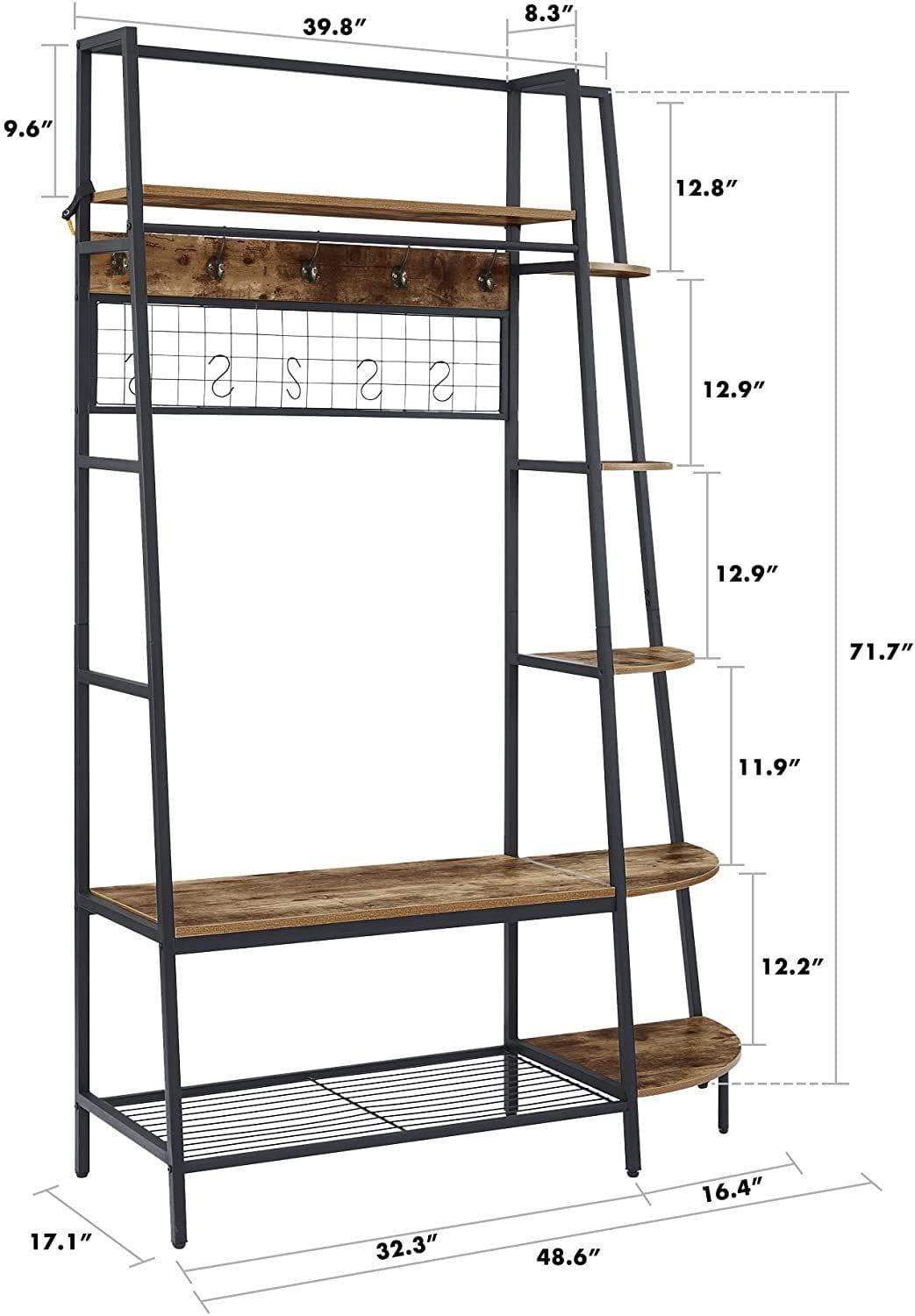 Shop Entryway Coat Rack/ Hall Tree with Bookshelves, Multiple Hooks, and Bench Seat Mademoiselle Home Decor