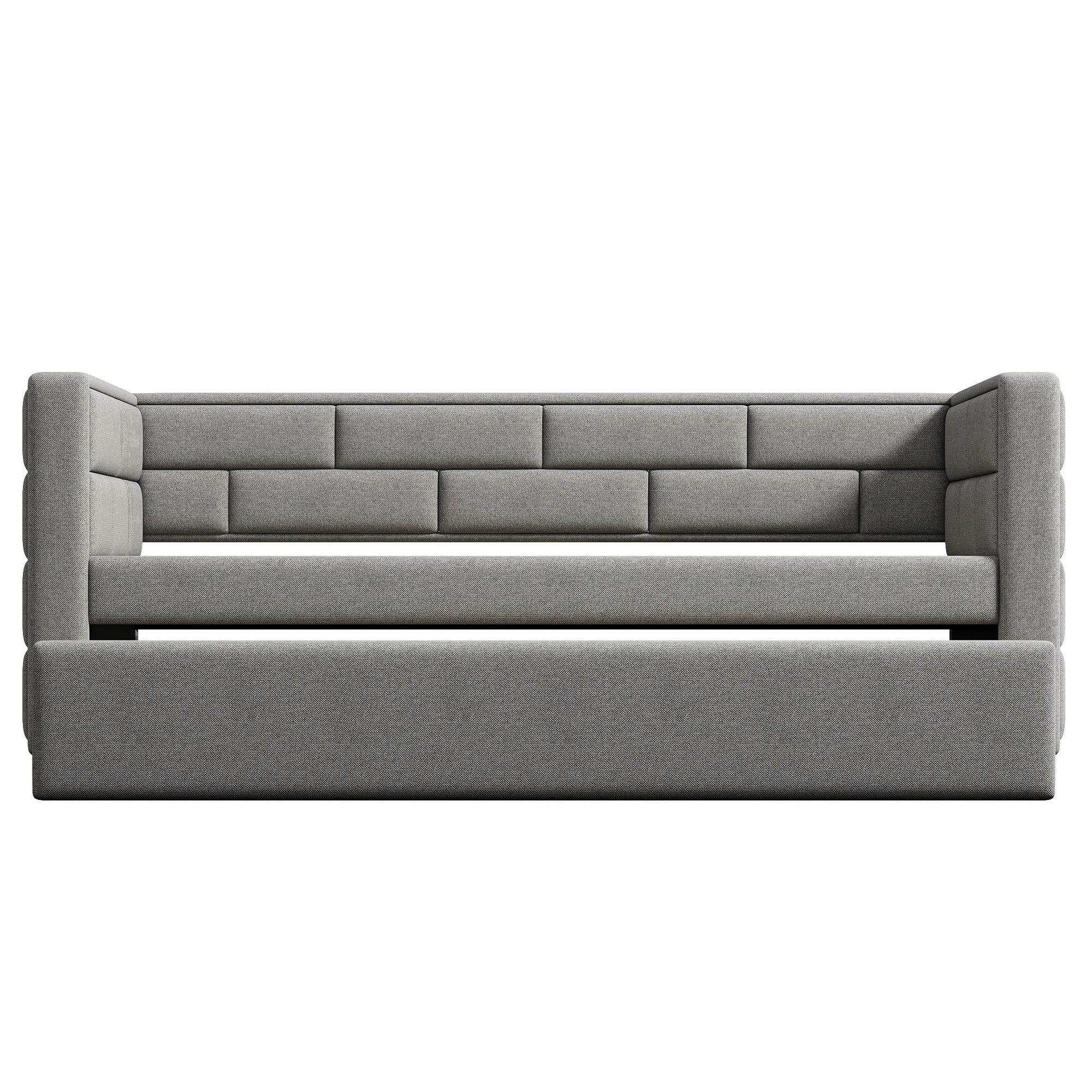 Shop Twin Size Daybed with Trundle, Upholstered Daybed with Padded Back, Gray Mademoiselle Home Decor