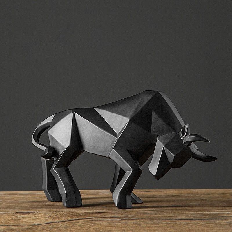 Shop 0 A-black Bull Statues Art Geometric Resin Bison Sculpture Animal Home Decoration Tabletop Ox Figurine Ornament Office Crafts Decor Gifts Mademoiselle Home Decor