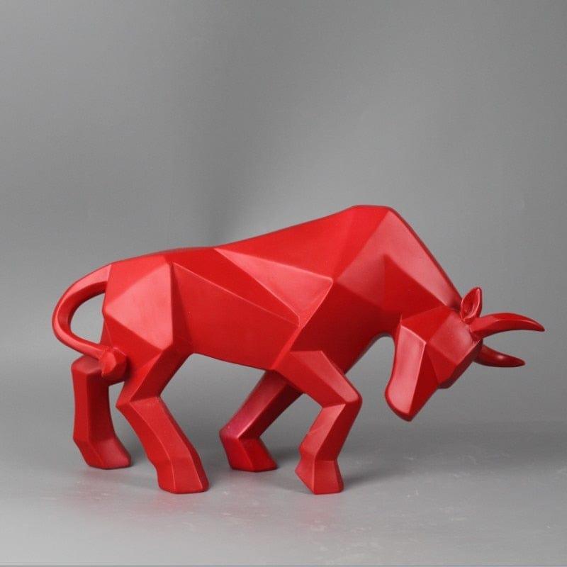 Shop 0 A-red Bull Statues Art Geometric Resin Bison Sculpture Animal Home Decoration Tabletop Ox Figurine Ornament Office Crafts Decor Gifts Mademoiselle Home Decor