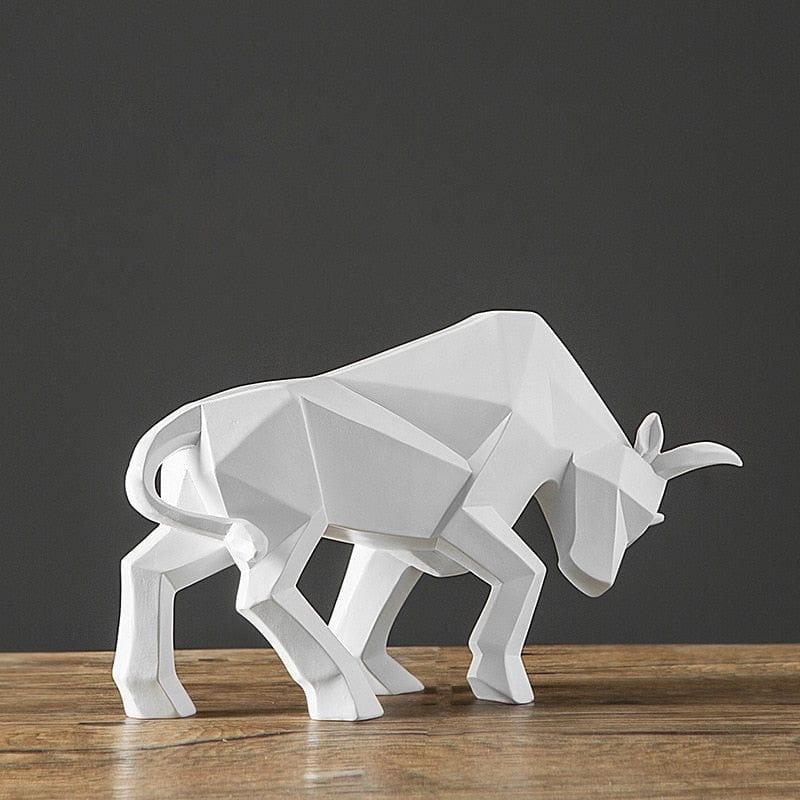 Shop 0 A-white Bull Statues Art Geometric Resin Bison Sculpture Animal Home Decoration Tabletop Ox Figurine Ornament Office Crafts Decor Gifts Mademoiselle Home Decor