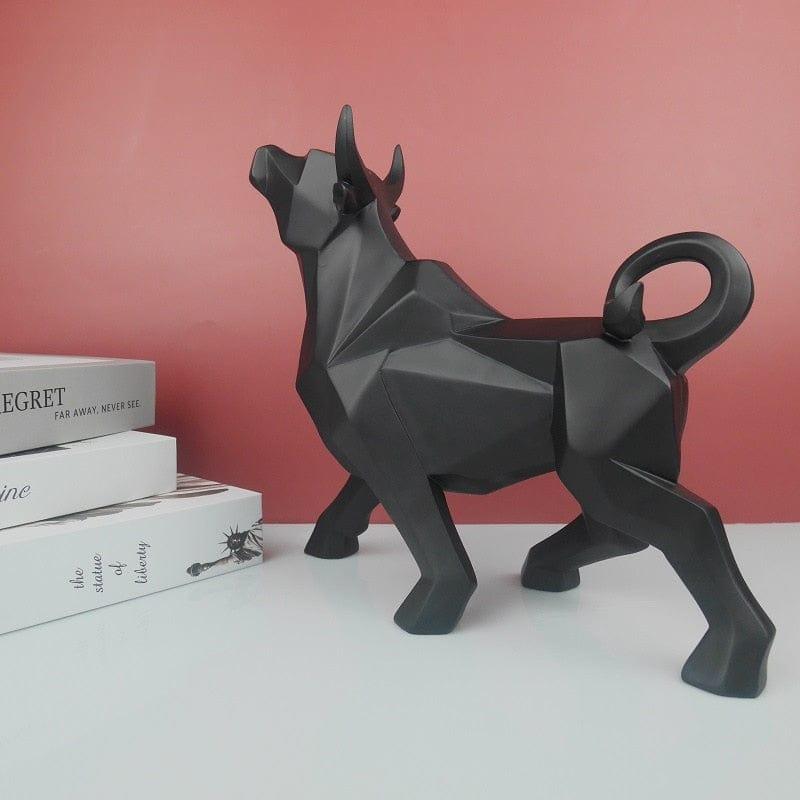 Shop 0 B-black Bull Statues Art Geometric Resin Bison Sculpture Animal Home Decoration Tabletop Ox Figurine Ornament Office Crafts Decor Gifts Mademoiselle Home Decor