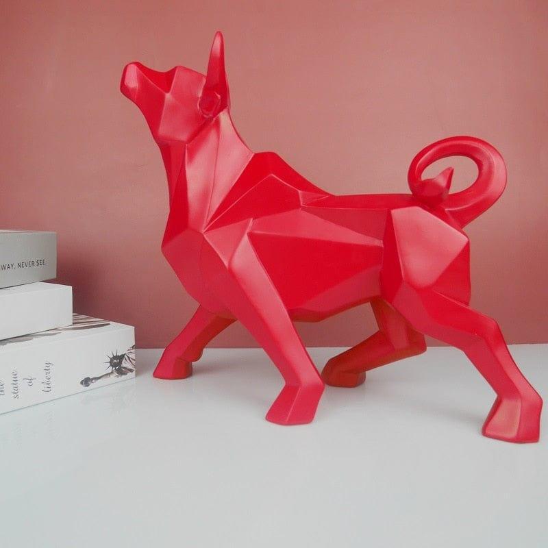 Shop 0 B-red Bull Statues Art Geometric Resin Bison Sculpture Animal Home Decoration Tabletop Ox Figurine Ornament Office Crafts Decor Gifts Mademoiselle Home Decor