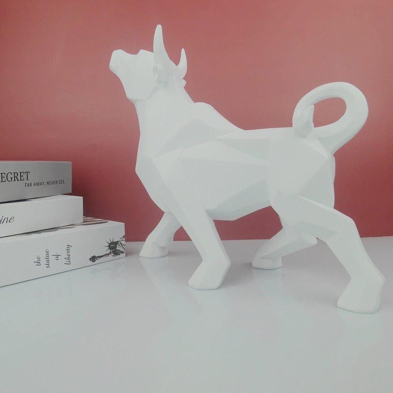 Shop 0 B-white Bull Statues Art Geometric Resin Bison Sculpture Animal Home Decoration Tabletop Ox Figurine Ornament Office Crafts Decor Gifts Mademoiselle Home Decor