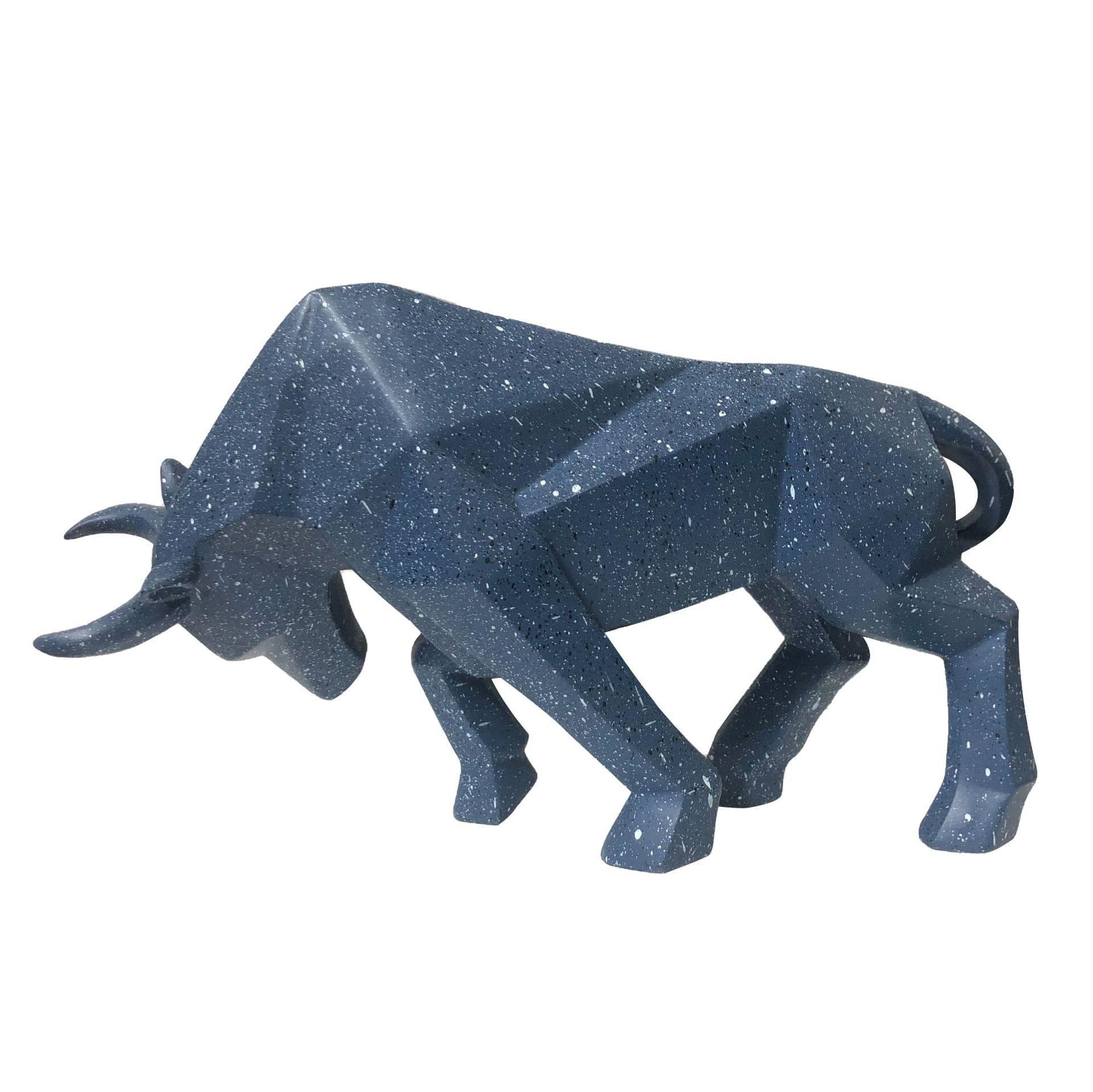 Shop 0 A-blue Bull Statues Art Geometric Resin Bison Sculpture Animal Home Decoration Tabletop Ox Figurine Ornament Office Crafts Decor Gifts Mademoiselle Home Decor