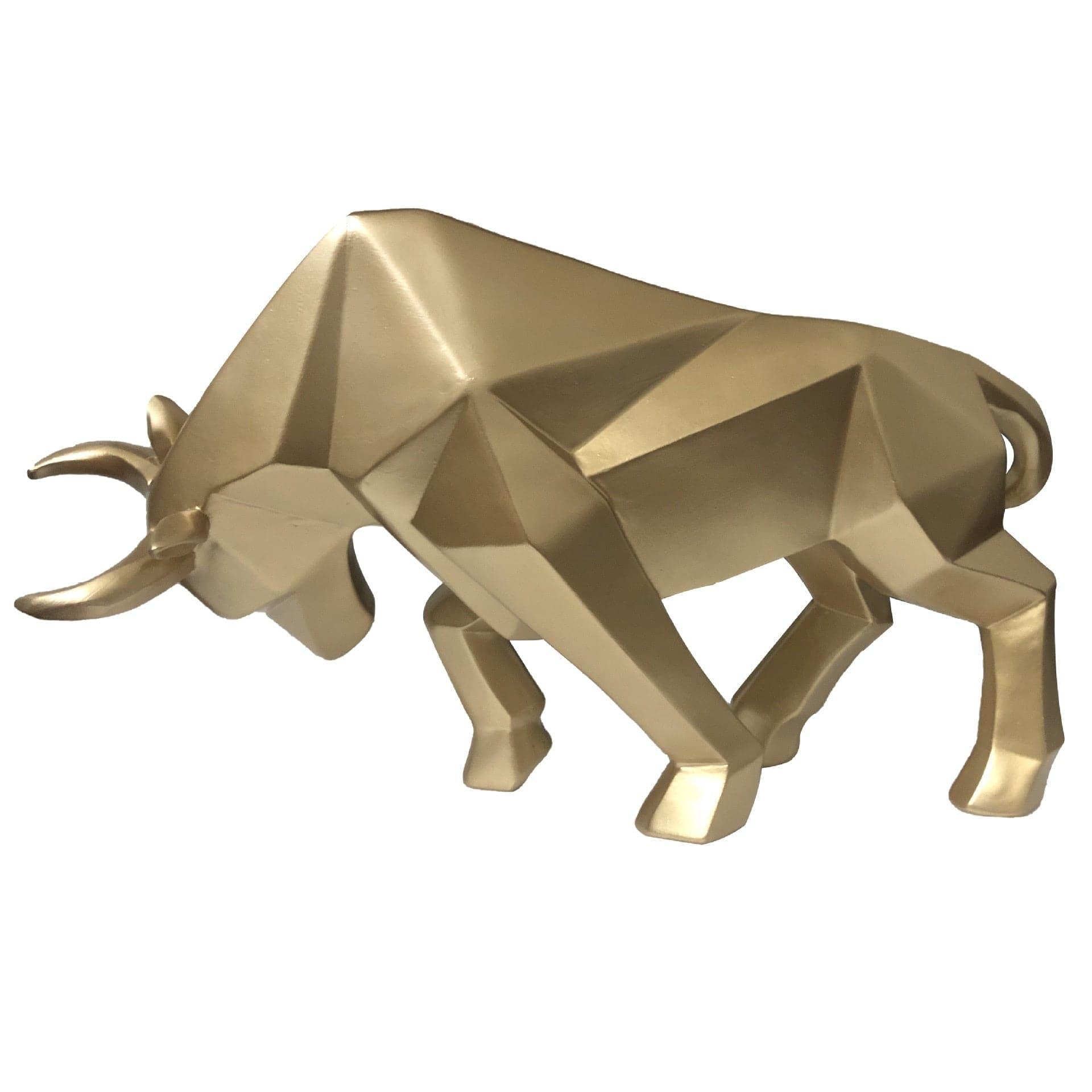 Shop 0 A-gold Bull Statues Art Geometric Resin Bison Sculpture Animal Home Decoration Tabletop Ox Figurine Ornament Office Crafts Decor Gifts Mademoiselle Home Decor