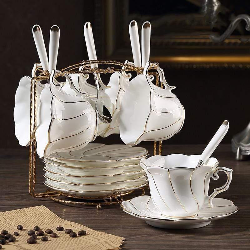 Shop 0 6 Teacups + Rack Kala Tea Set Mademoiselle Home Decor