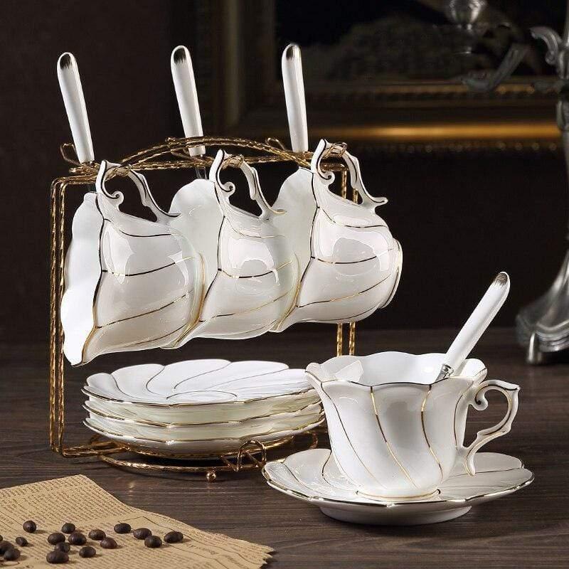 Shop 0 4 Teacups + Rack Kala Tea Set Mademoiselle Home Decor