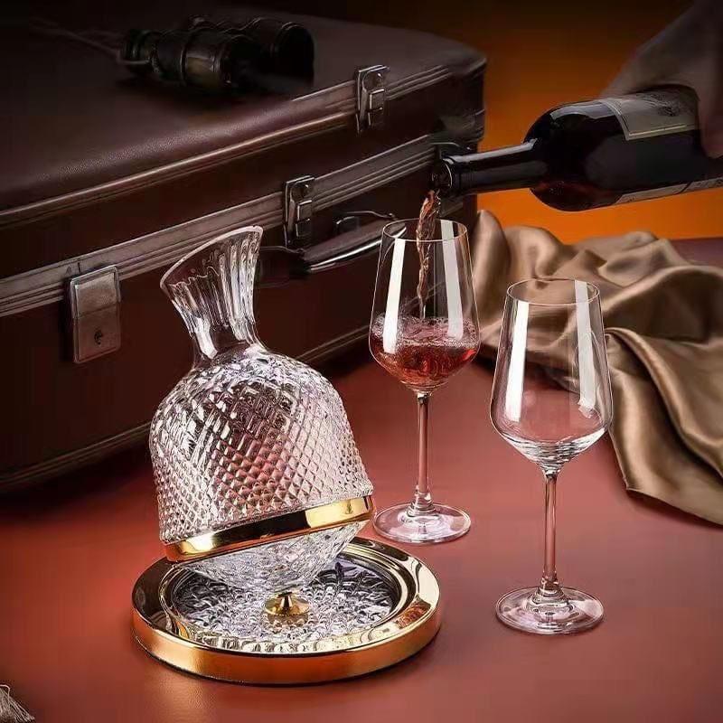 Shop 0 Crystal glass top spin decanter personalized mirror carved red wine tumbler net red the same high-end suit Wine decanter Mademoiselle Home Decor