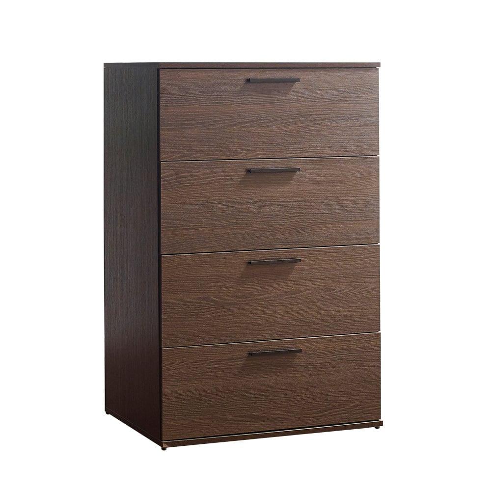 Shop Oliver Farmhouse Four-Drawer Jumbo Chest in Dark Brown Mademoiselle Home Decor