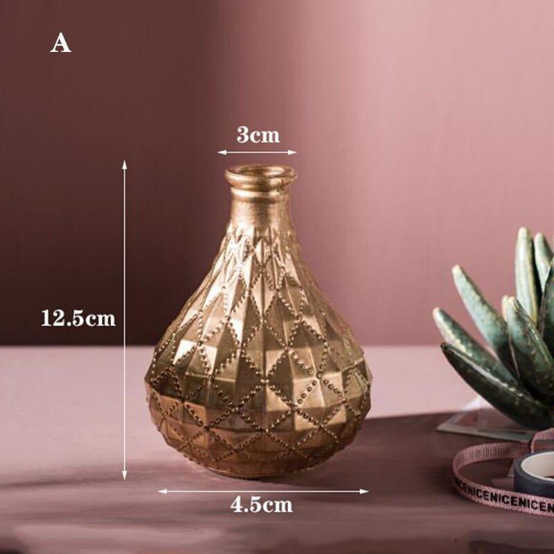 Shop 0 A Golden Glass Vase Home Decor Flower Vase European Room Decor Modern Wedding Decoration Hydroponic Plants Container Ornaments Mademoiselle Home Decor