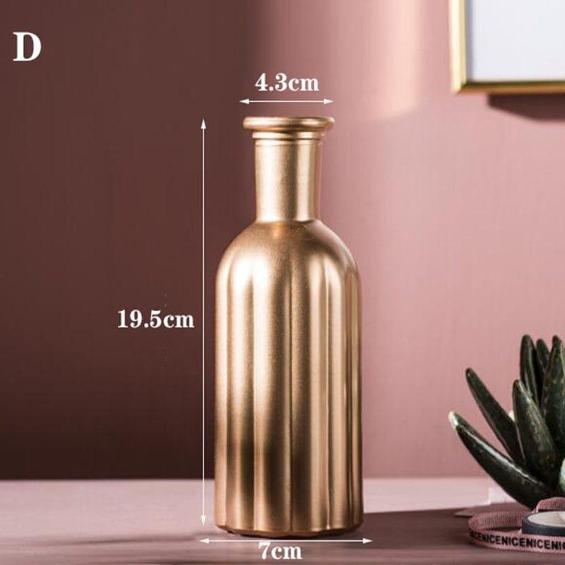 Shop 0 D Golden Glass Vase Home Decor Flower Vase European Room Decor Modern Wedding Decoration Hydroponic Plants Container Ornaments Mademoiselle Home Decor