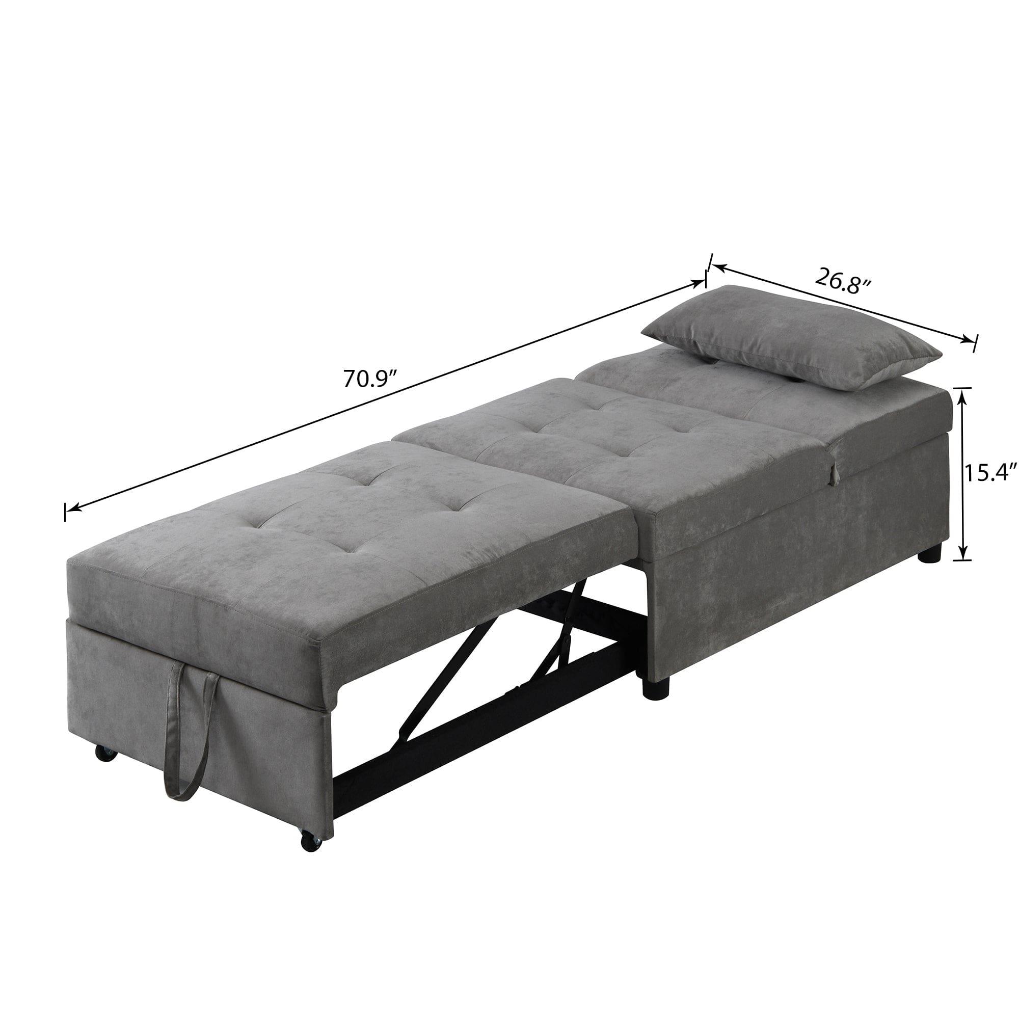 Shop Folding Ottoman Sofa Bed（Gray） Mademoiselle Home Decor