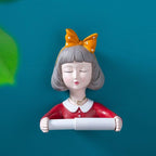 Shop 0 DG001 Home decor accessories creative cute girl roll paper tube free punch paper towel rack towel rack kitchen bathroom resin shelf Mademoiselle Home Decor