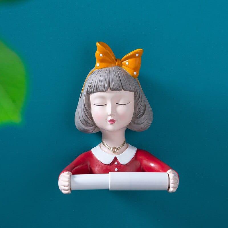 Shop 0 DG001 Home decor accessories creative cute girl roll paper tube free punch paper towel rack towel rack kitchen bathroom resin shelf Mademoiselle Home Decor