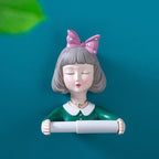Shop 0 DG004 Home decor accessories creative cute girl roll paper tube free punch paper towel rack towel rack kitchen bathroom resin shelf Mademoiselle Home Decor