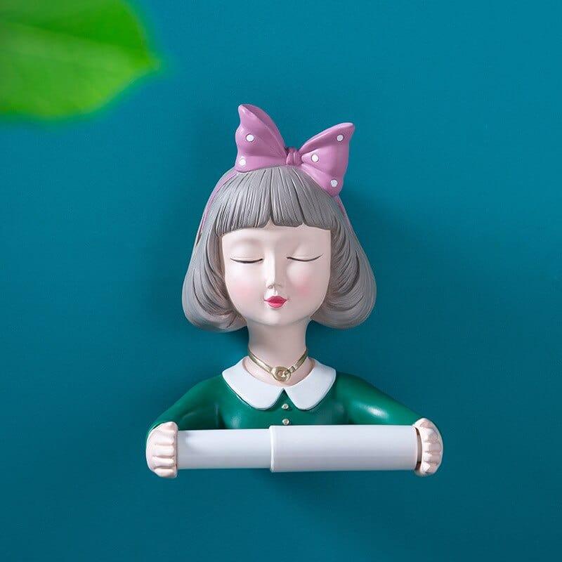 Shop 0 DG004 Home decor accessories creative cute girl roll paper tube free punch paper towel rack towel rack kitchen bathroom resin shelf Mademoiselle Home Decor