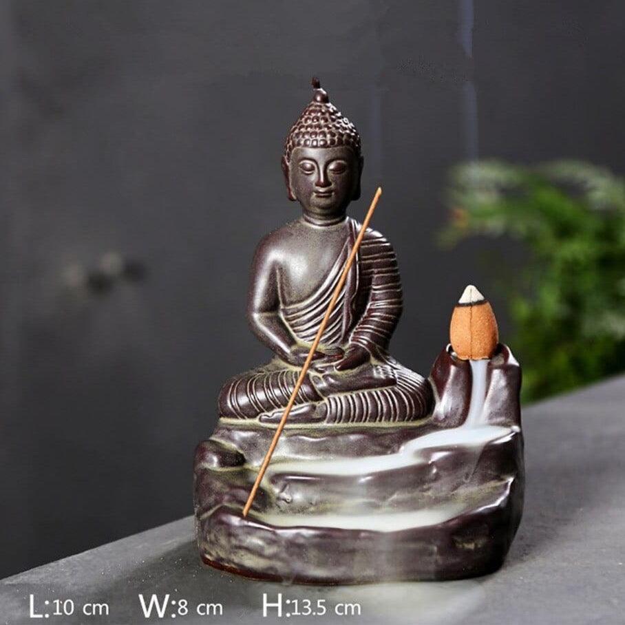 Shop 0 Brown Golden Lord Buddha Backflow Incense Burner Stick Holder Stand Buddhism Hand Crafts Censer Home Office Temple Decoration Mademoiselle Home Decor