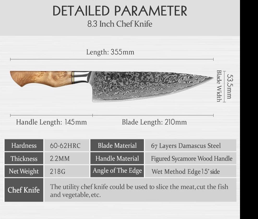 Shop 0 HEZHEN 8.3 Professional Chef Knife 67 Layers Damascus Steel Cook Tools Razor Sharp Japanese Core Blade Kitchen Accessories Mademoiselle Home Decor