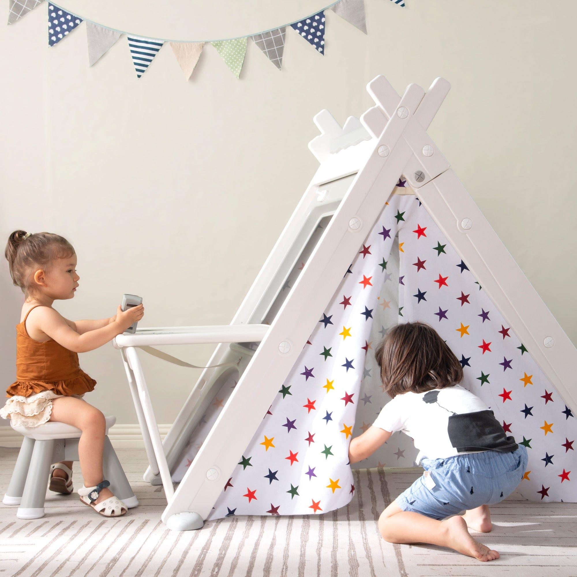 Shop Kids Play Tent - 4 in 1 Teepee Tent with Stool and Climber, Foldable Playhouse Tent for Boys & Girls Mademoiselle Home Decor