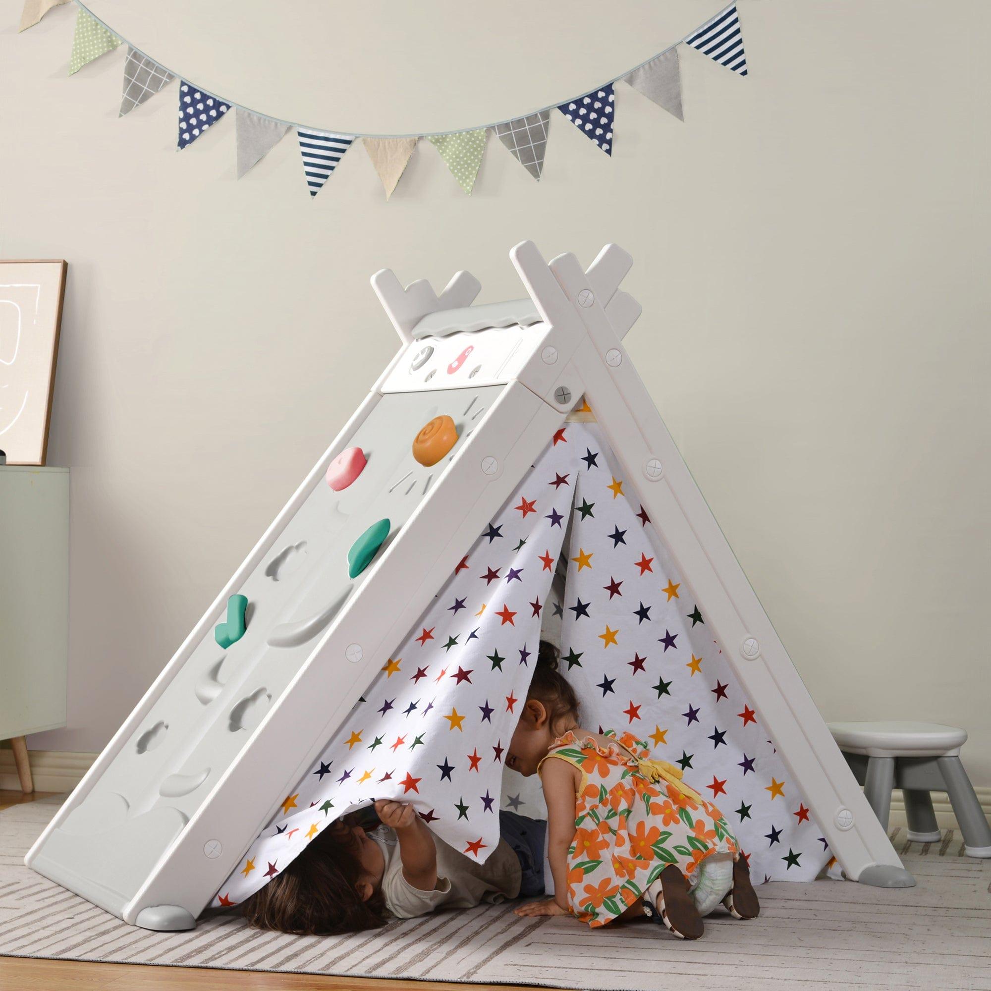 Shop Kids Play Tent - 4 in 1 Teepee Tent with Stool and Climber, Foldable Playhouse Tent for Boys & Girls Mademoiselle Home Decor