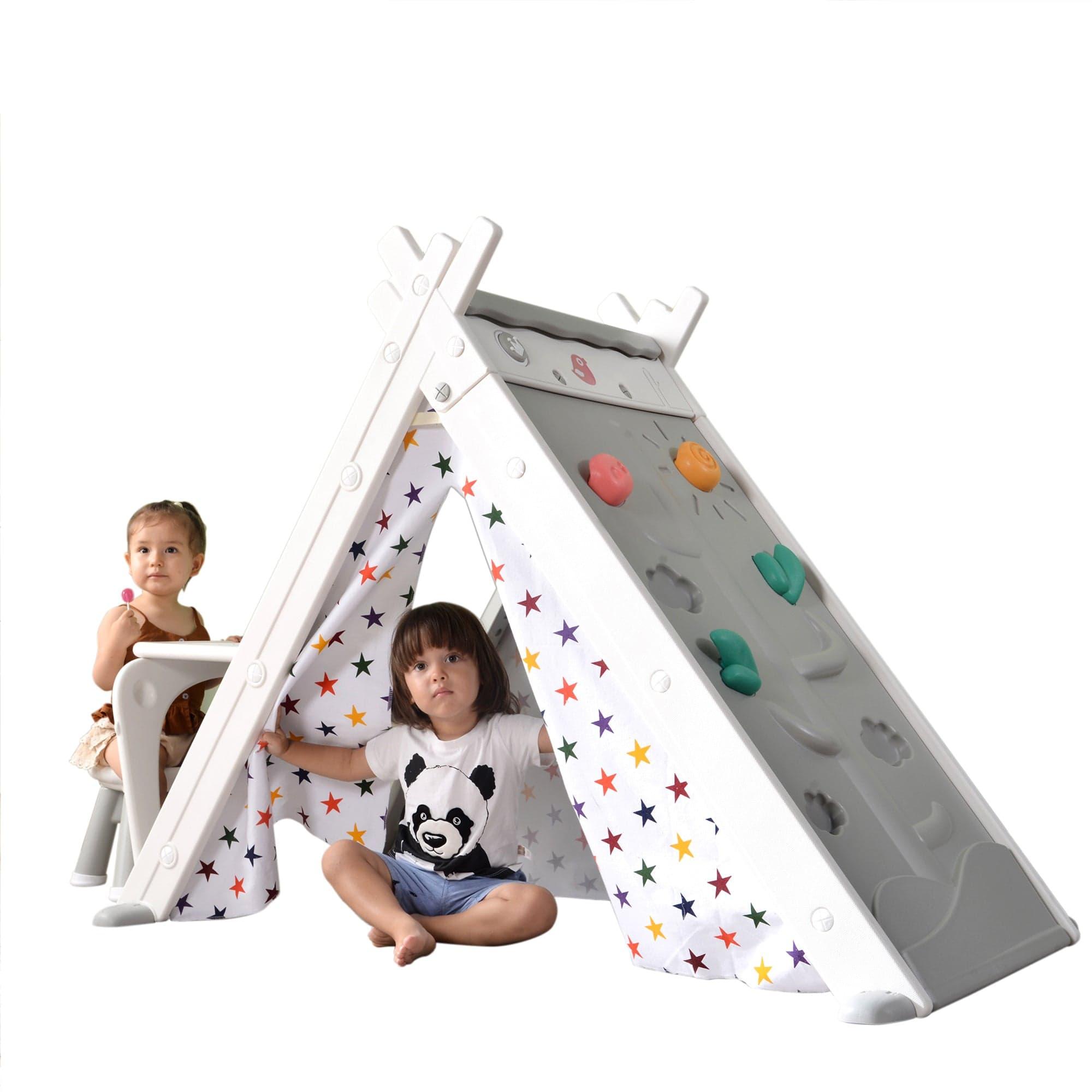 Shop Kids Play Tent - 4 in 1 Teepee Tent with Stool and Climber, Foldable Playhouse Tent for Boys & Girls Mademoiselle Home Decor