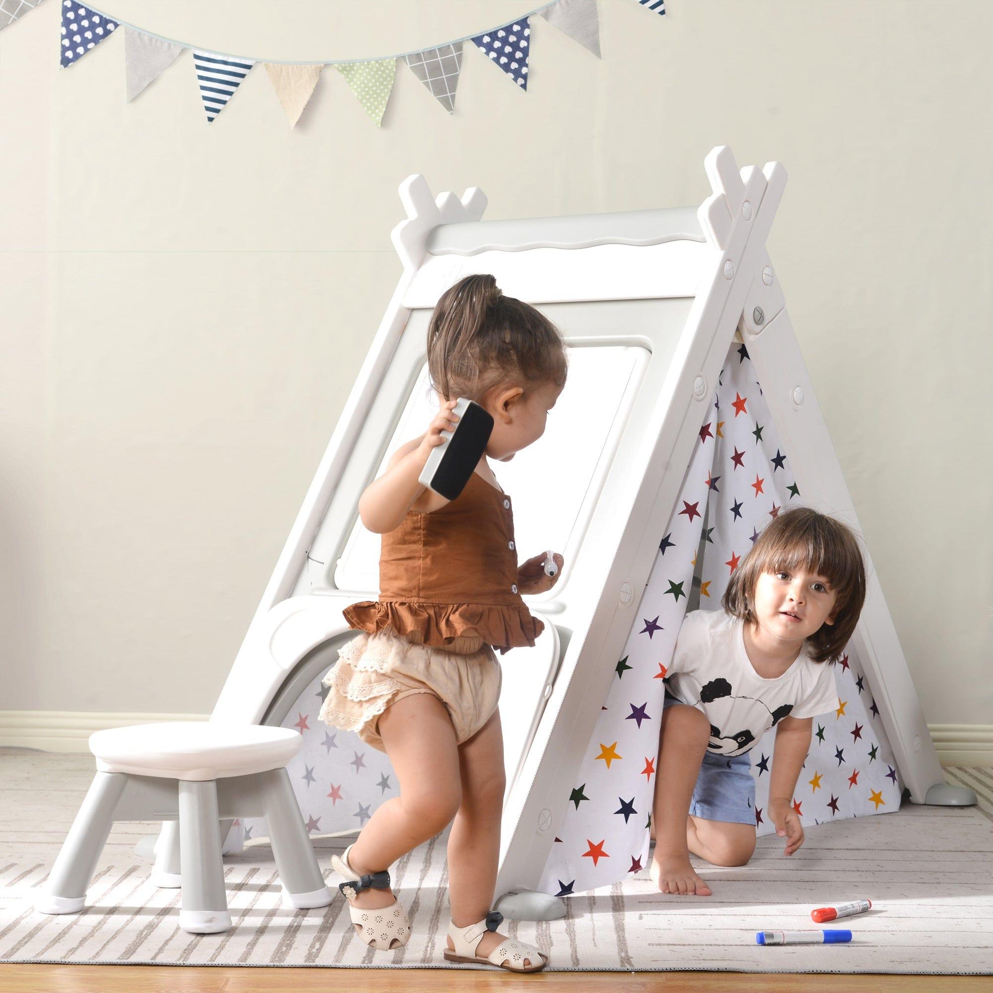 Shop Kids Play Tent - 4 in 1 Teepee Tent with Stool and Climber, Foldable Playhouse Tent for Boys & Girls Mademoiselle Home Decor