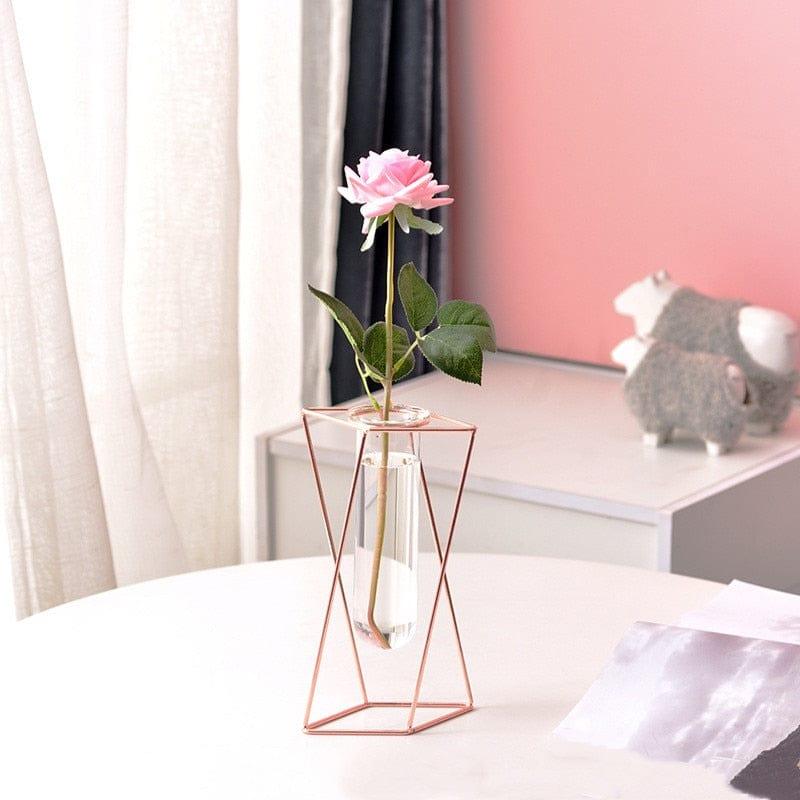 Shop 0 12 Nordic Creative Vase Home Decor Golden Glass Vase Hydroponic Plant Holder Iron Line Flowers Ornament Home Garden Decoration Hot Mademoiselle Home Decor