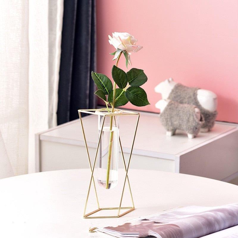 Shop 0 11 Nordic Creative Vase Home Decor Golden Glass Vase Hydroponic Plant Holder Iron Line Flowers Ornament Home Garden Decoration Hot Mademoiselle Home Decor