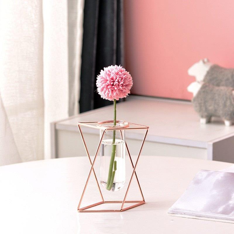 Shop 0 10 Nordic Creative Vase Home Decor Golden Glass Vase Hydroponic Plant Holder Iron Line Flowers Ornament Home Garden Decoration Hot Mademoiselle Home Decor