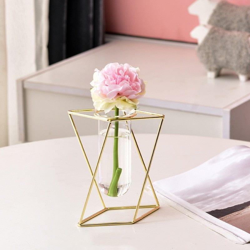 Shop 0 9 Nordic Creative Vase Home Decor Golden Glass Vase Hydroponic Plant Holder Iron Line Flowers Ornament Home Garden Decoration Hot Mademoiselle Home Decor