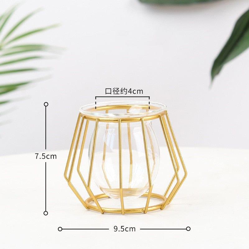 Shop 0 34 Nordic Creative Vase Home Decor Golden Glass Vase Hydroponic Plant Holder Iron Line Flowers Ornament Home Garden Decoration Hot Mademoiselle Home Decor