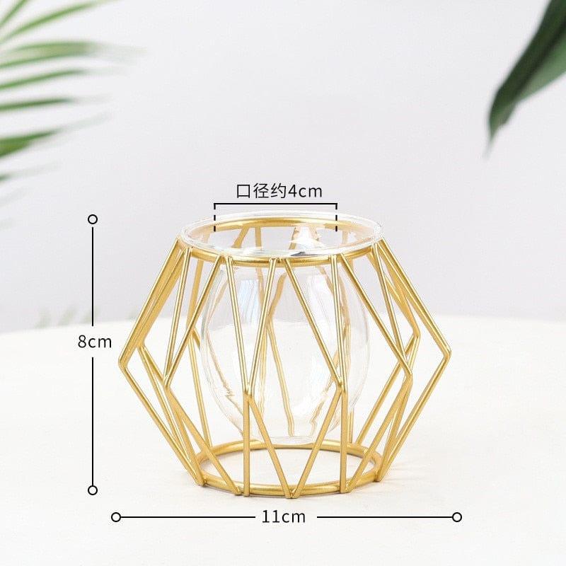 Shop 0 35 Nordic Creative Vase Home Decor Golden Glass Vase Hydroponic Plant Holder Iron Line Flowers Ornament Home Garden Decoration Hot Mademoiselle Home Decor