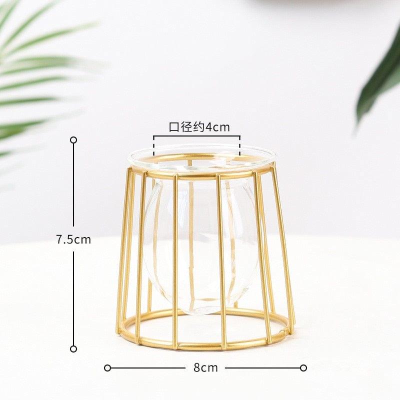 Shop 0 36 Nordic Creative Vase Home Decor Golden Glass Vase Hydroponic Plant Holder Iron Line Flowers Ornament Home Garden Decoration Hot Mademoiselle Home Decor