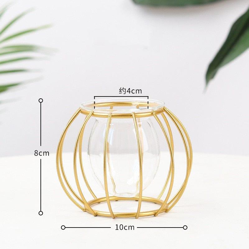 Shop 0 37 Nordic Creative Vase Home Decor Golden Glass Vase Hydroponic Plant Holder Iron Line Flowers Ornament Home Garden Decoration Hot Mademoiselle Home Decor