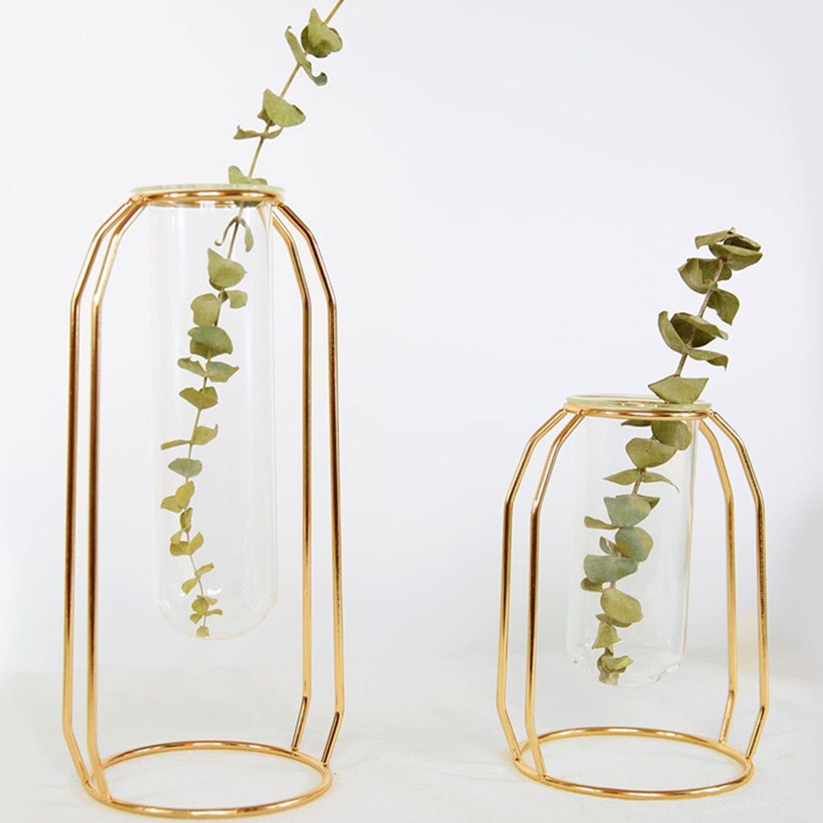 Shop 0 Nordic Creative Vase Home Decor Golden Glass Vase Hydroponic Plant Holder Iron Line Flowers Ornament Home Garden Decoration Hot Mademoiselle Home Decor